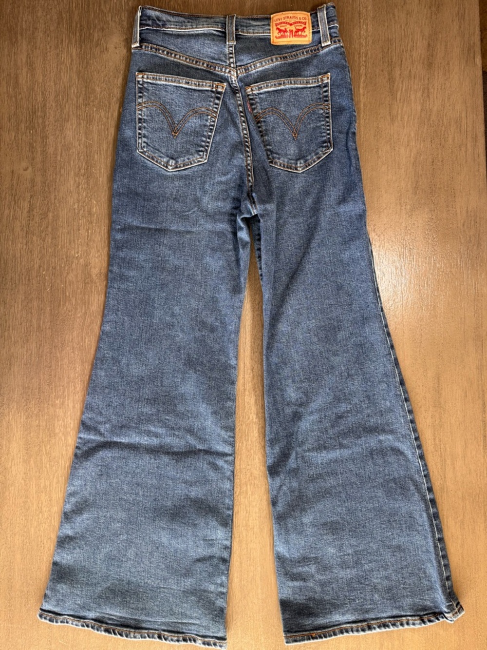 Levi’s Ribcage Bell Bellbottom Denim Jeans Dark Blue Flare 27 - Picture 3 of 13
